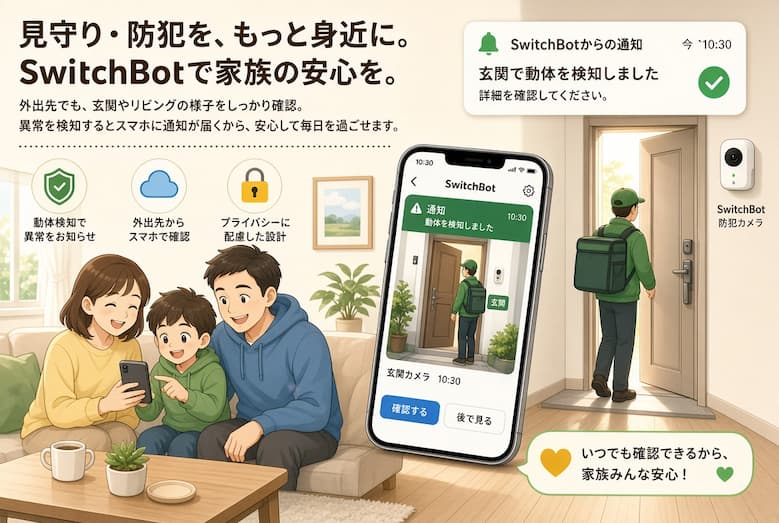 SwitchBot防犯カメラの設置イメージ